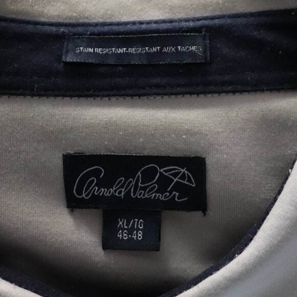 Vntg Arnold Palmer Mens Grey Sz XL 90s Striped Color Block Polo Collar T-Shirt - Picture 11 of 13
